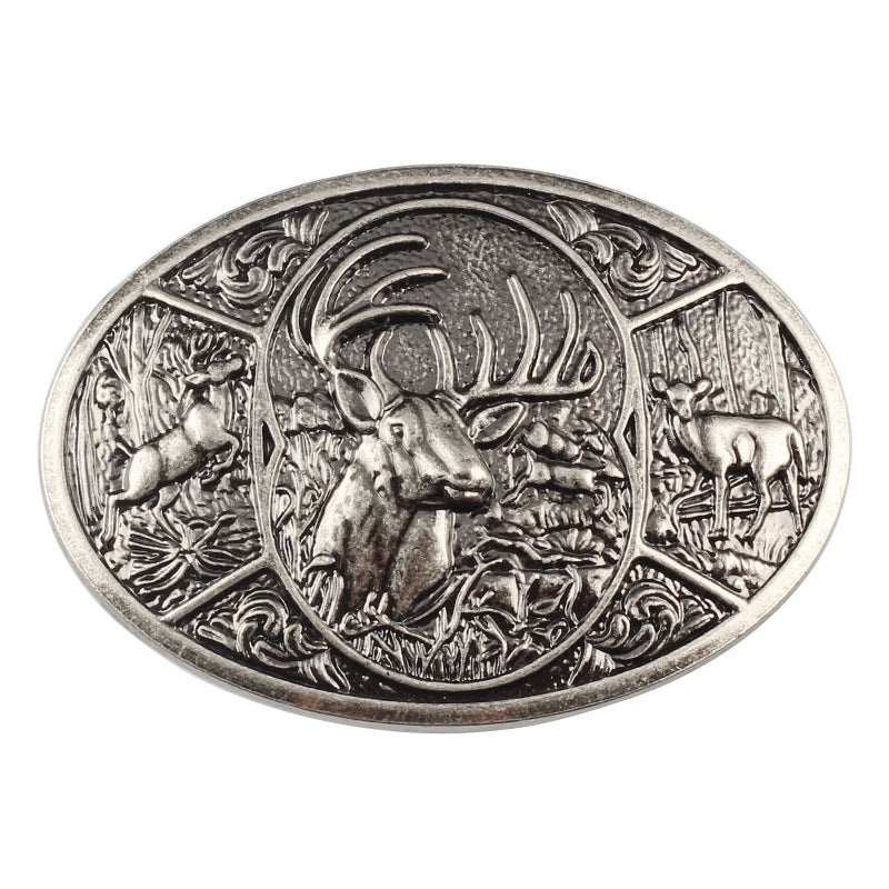 Western Deer Buck Belt Buckle Oval Hunting Wildlife Outdoors