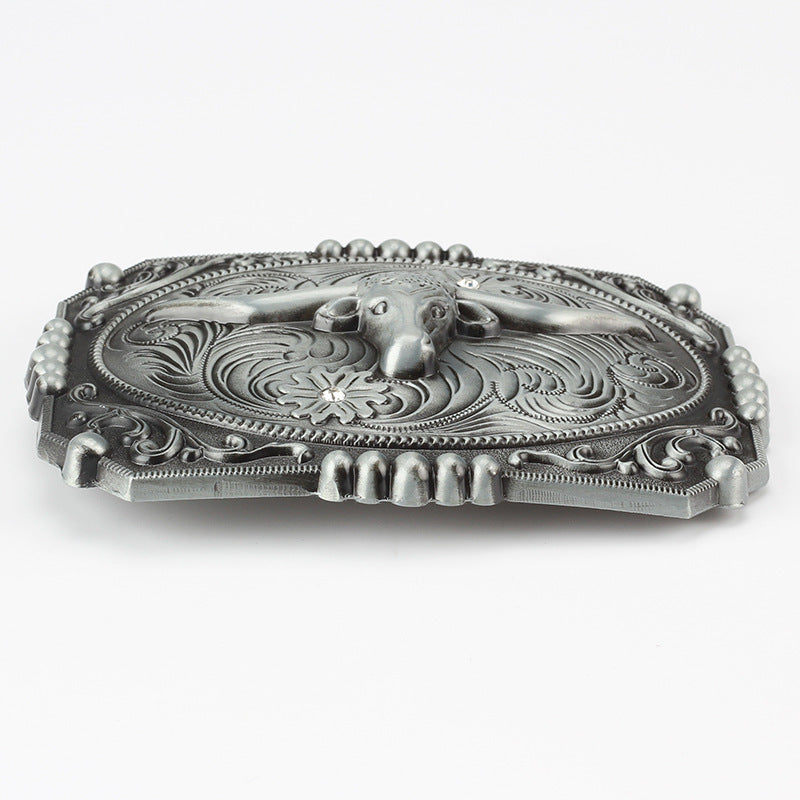 Vintage Grey Western Cowboy Belt Buckle