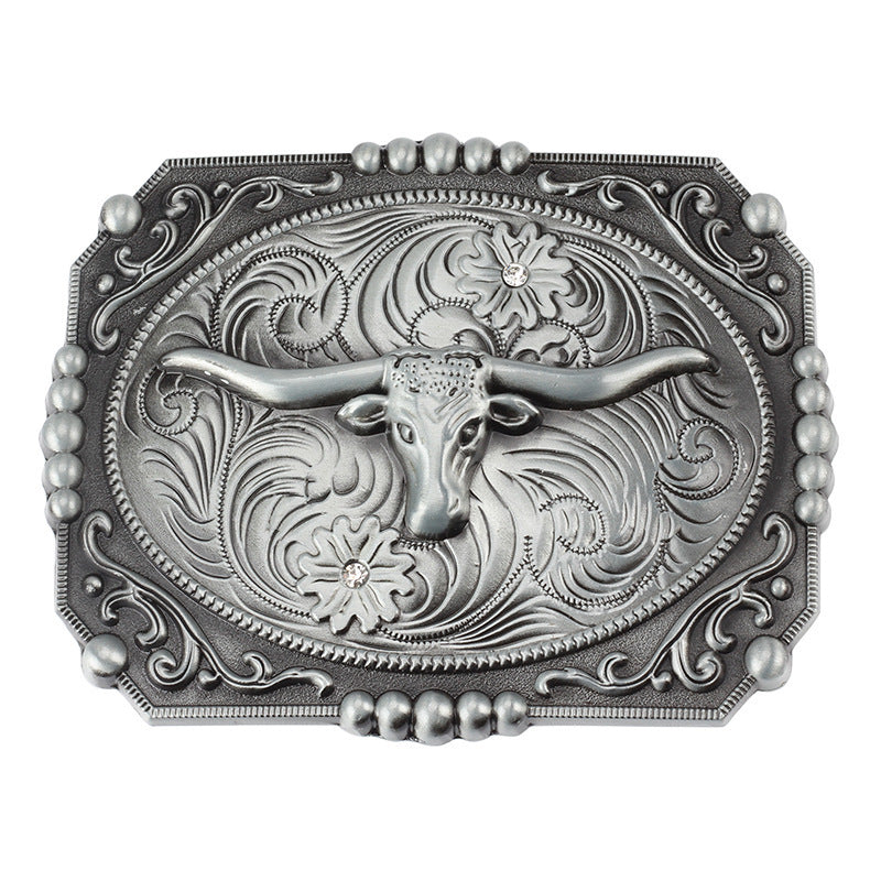 Vintage Grey Western Cowboy Belt Buckle