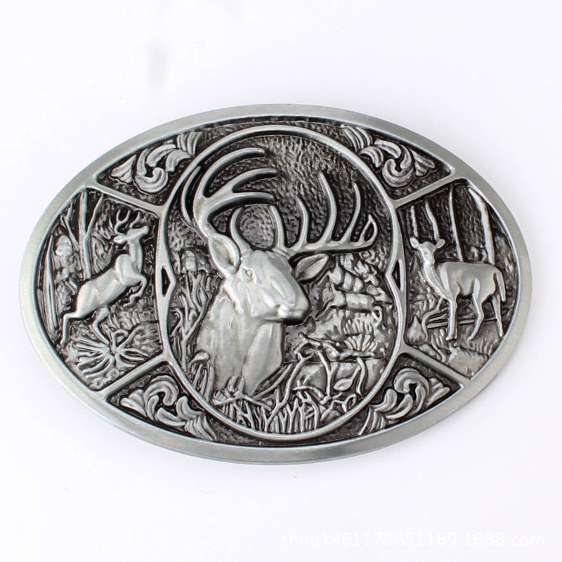 Western Deer Buck Belt Buckle Oval Hunting Wildlife Outdoors