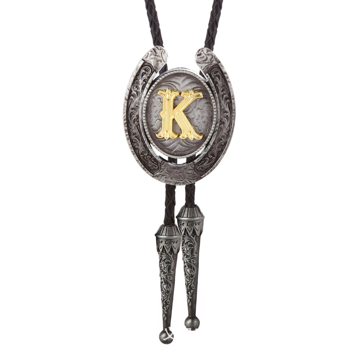 Western Horseshoe Initial Bolo Tie A to Z