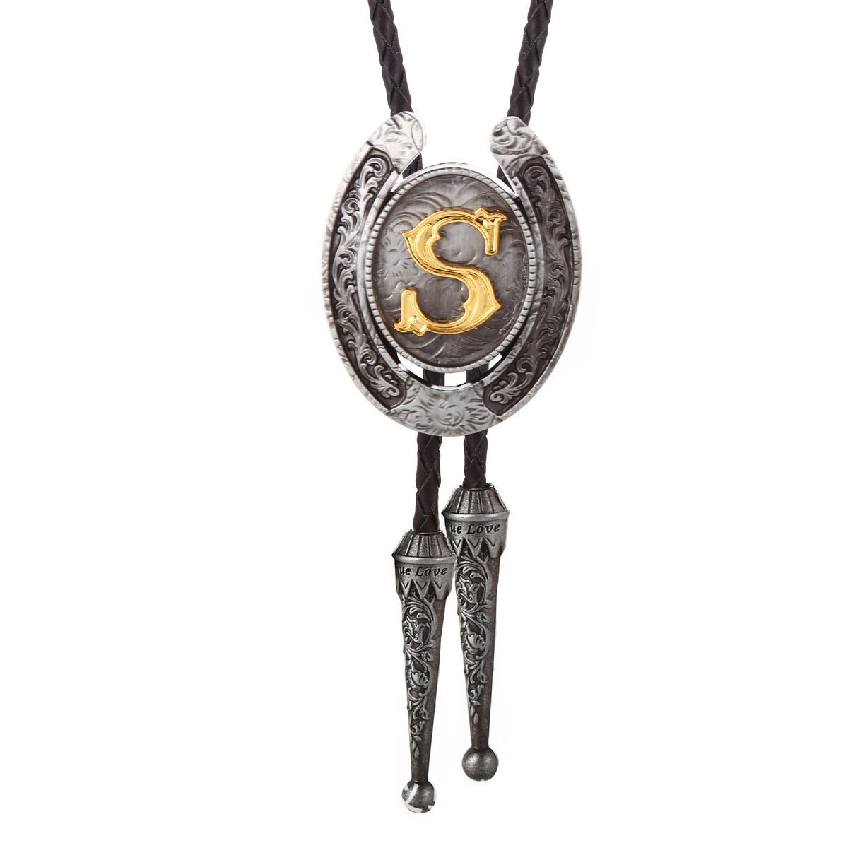 Western Horseshoe Initial Bolo Tie A to Z
