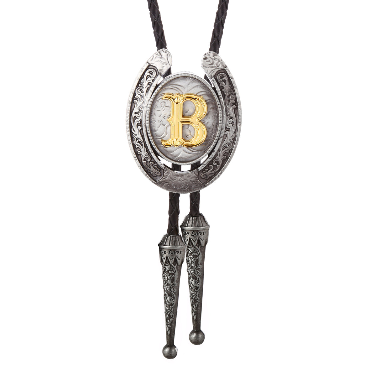 Western Horseshoe Initial Bolo Tie A to Z