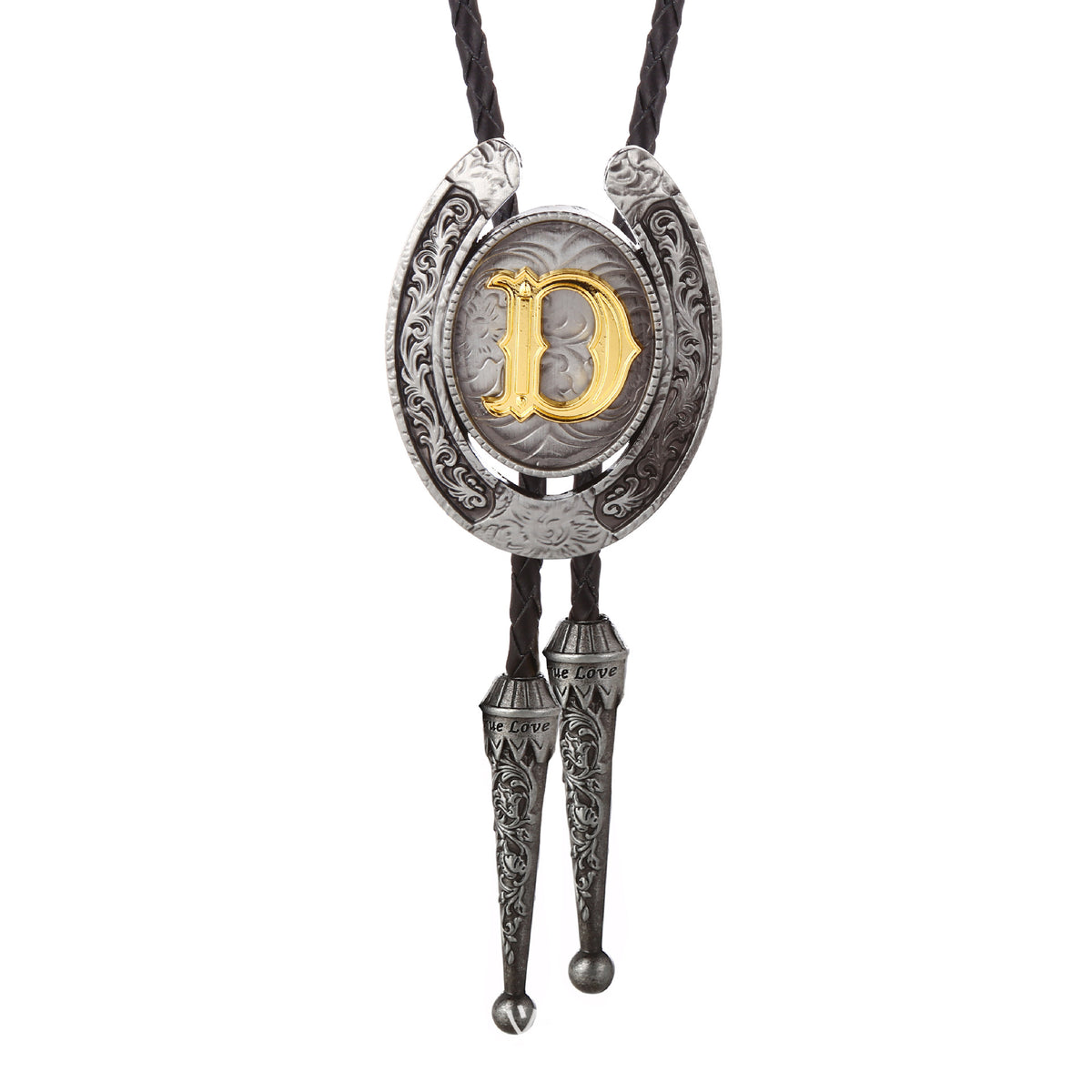 Western Horseshoe Initial Bolo Tie A to Z