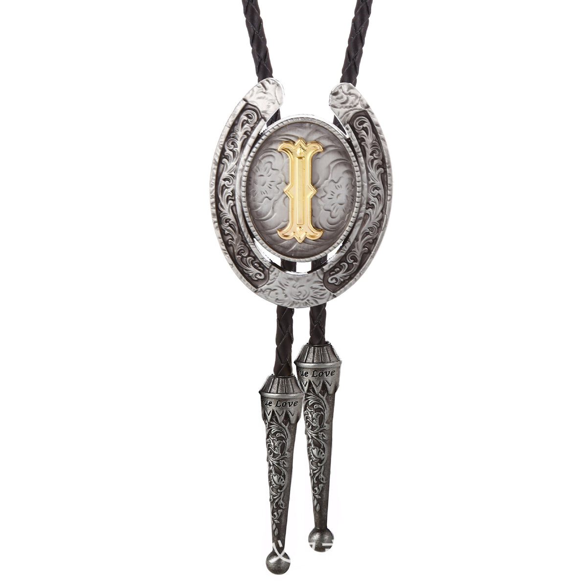 Western Horseshoe Initial Bolo Tie A to Z