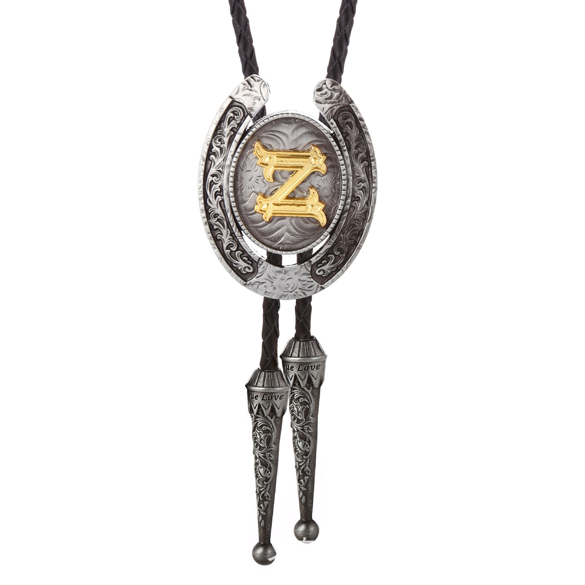 Western Horseshoe Initial Bolo Tie A to Z