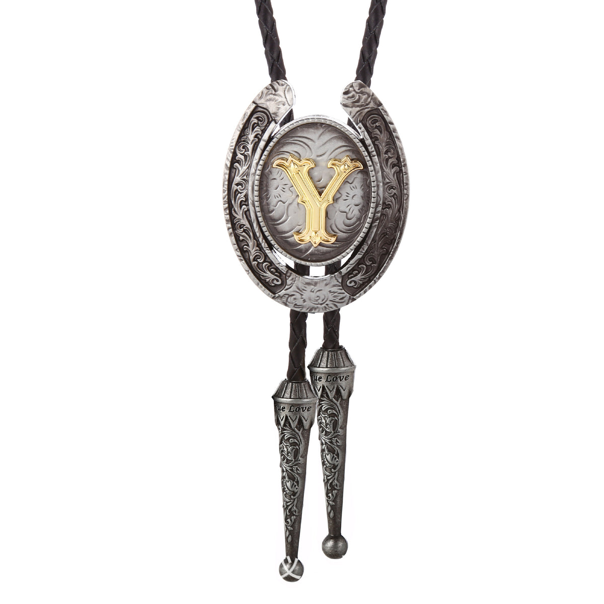 Western Horseshoe Initial Bolo Tie A to Z