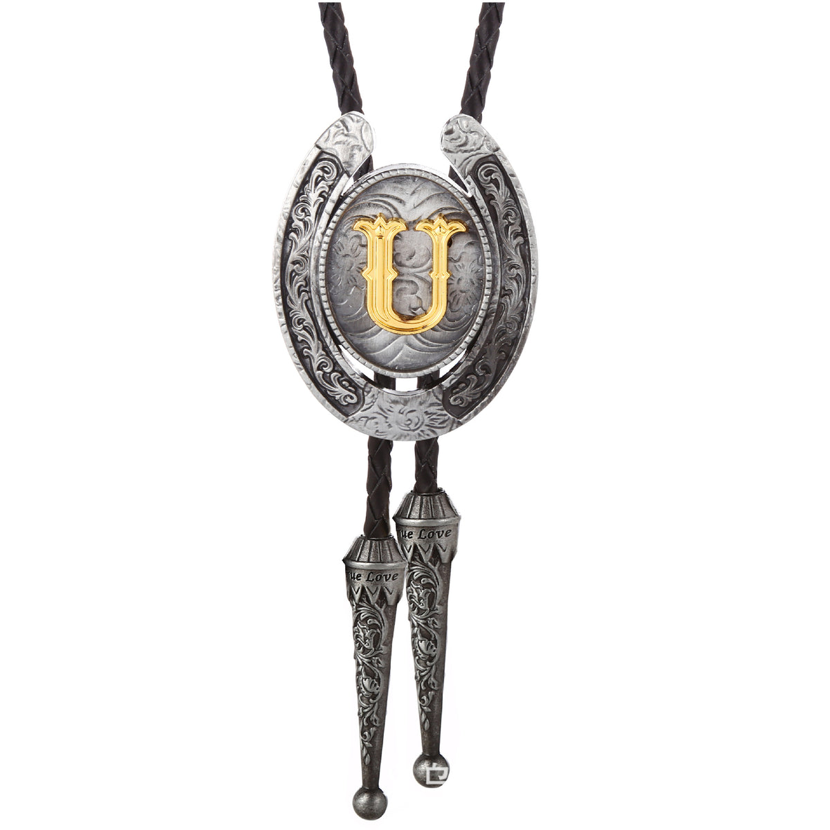 Western Horseshoe Initial Bolo Tie A to Z