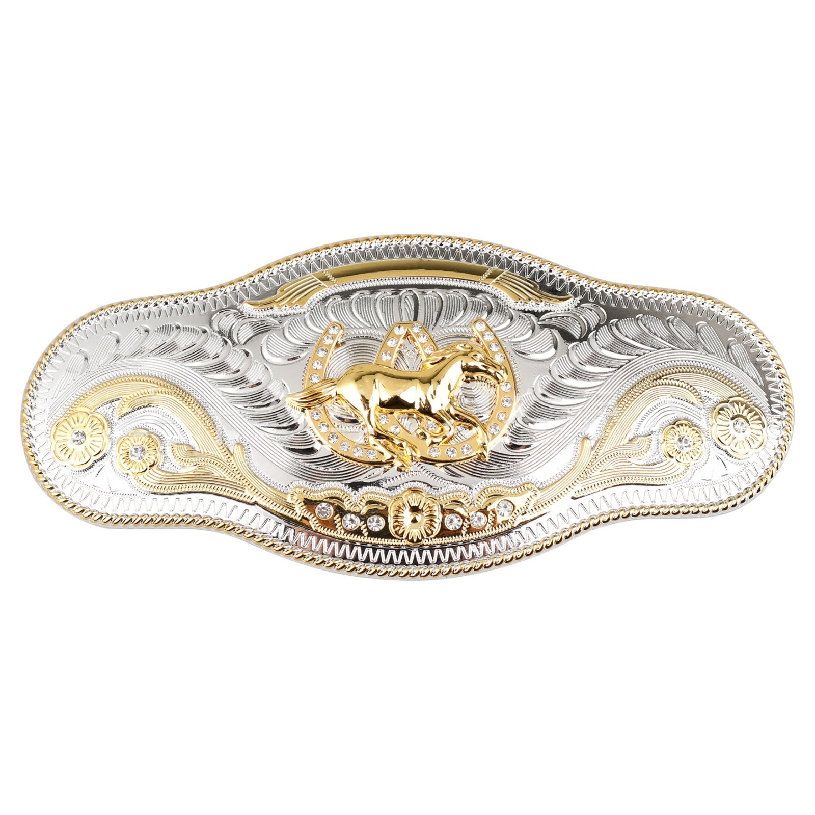 Large Two-tone Belt Buckle Western Cowboy Rodeo Style