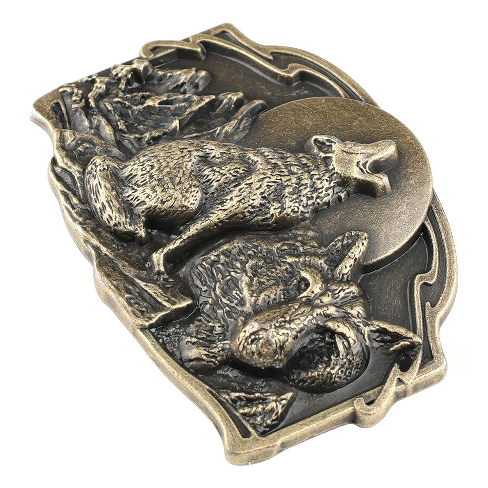 Wolf Howling Moon Belt Buckle