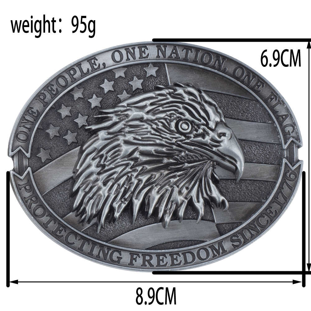 American Eagle Western Leather Belt One Nation Patriotic Buckle