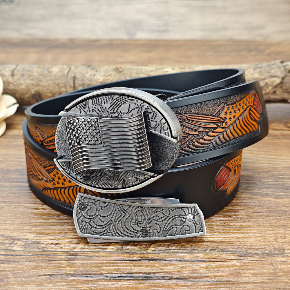 American Flag Belt and Money Lighter Buckle Set