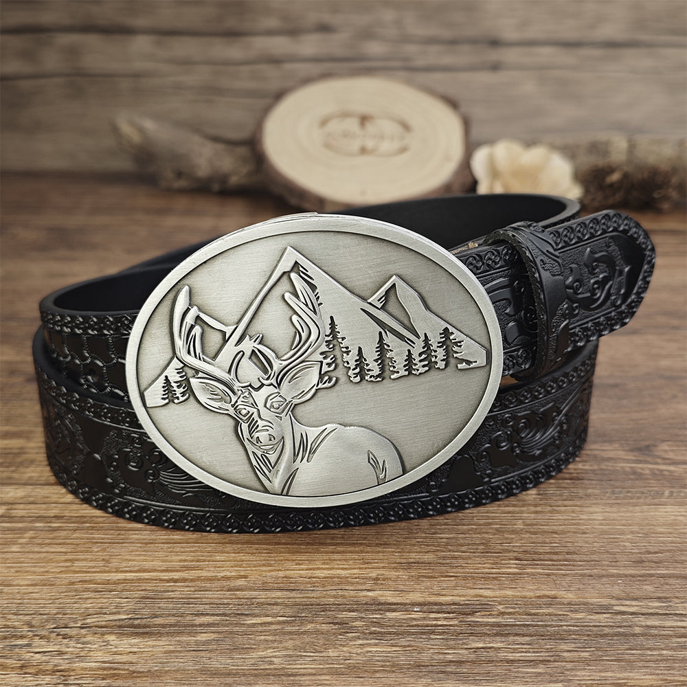 Black Leather belt with Beer Can Holder Buckle