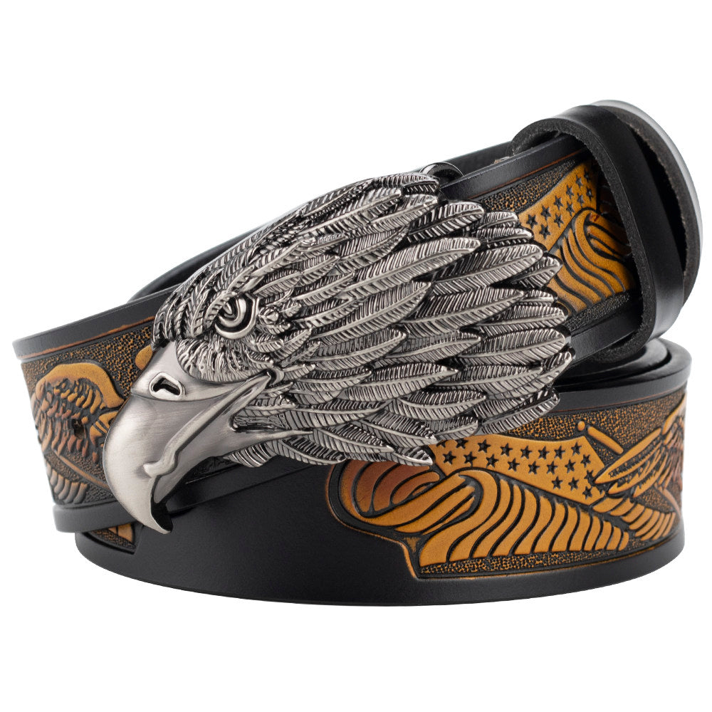 Eagle American Patriot Embossed Leather Western Cowboy Belt