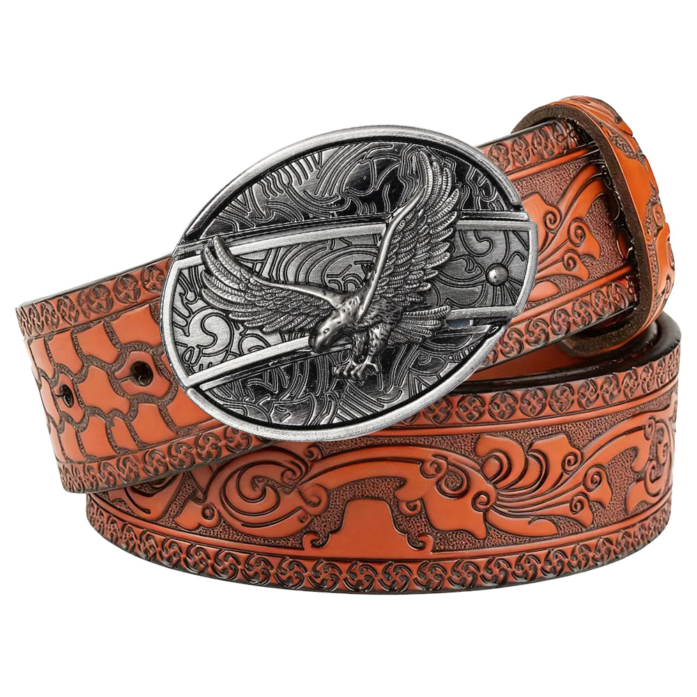 Embossed Brown Leather Western Utility Belt