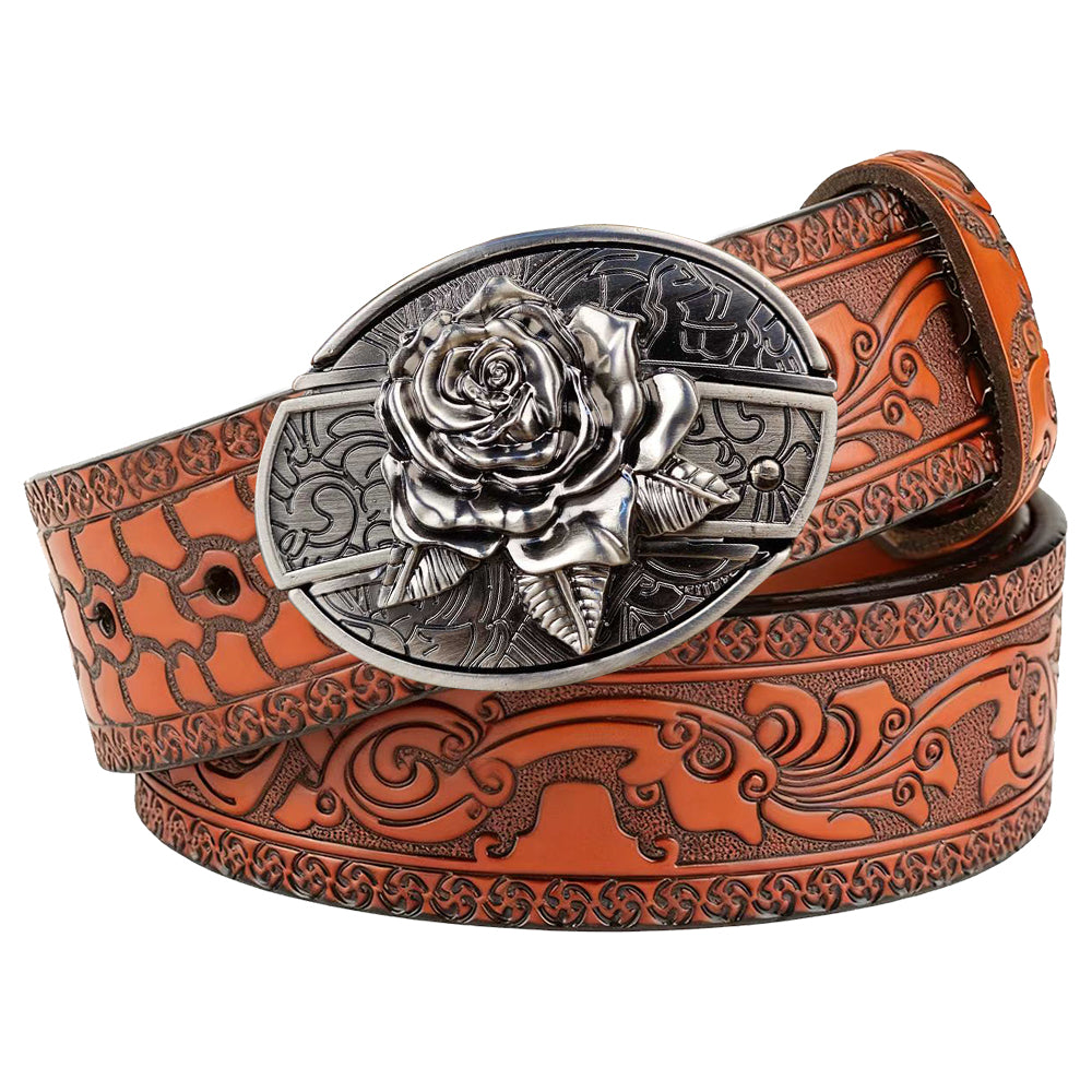 Embossed Brown Leather Western Utility Belt