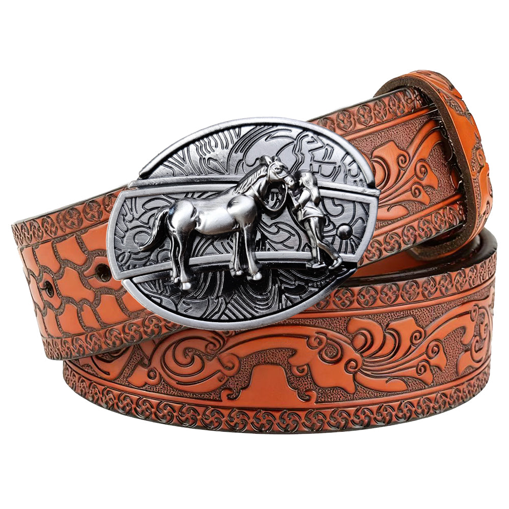 Embossed Brown Leather Western Utility Belt