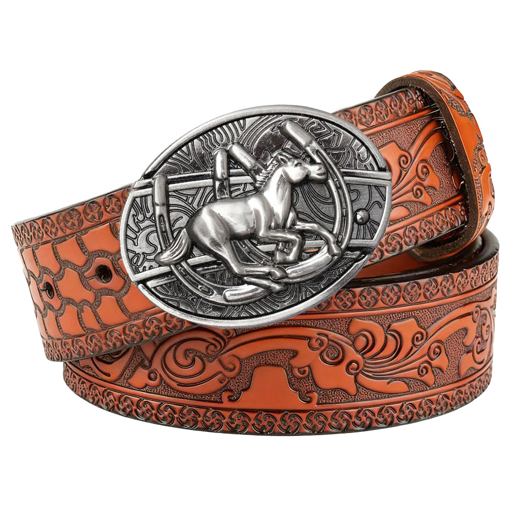 Embossed Brown Leather Western Utility Belt