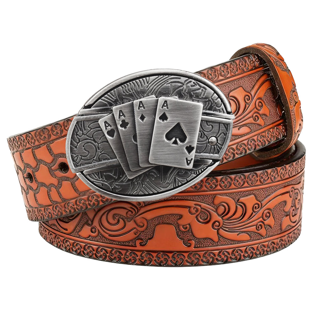 Embossed Brown Leather Western Utility Belt