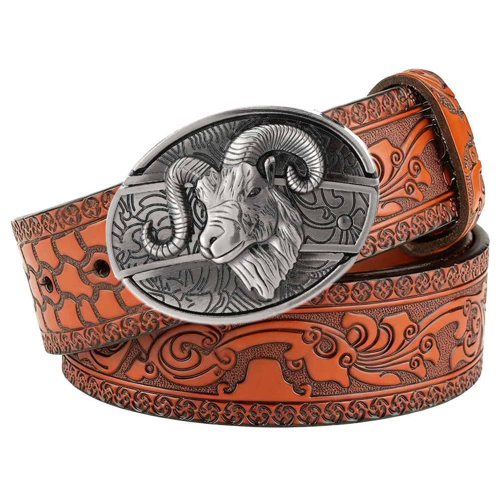 Embossed Brown Leather Western Utility Belt