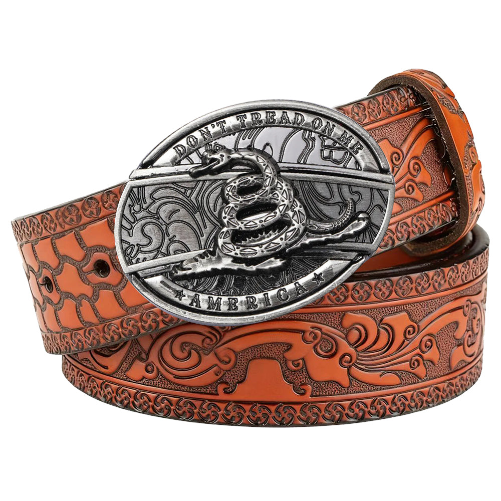 Embossed Brown Leather Western Utility Belt