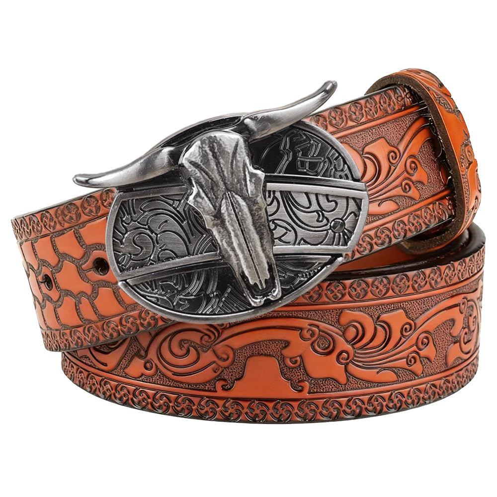 Embossed Brown Leather Western Utility Belt
