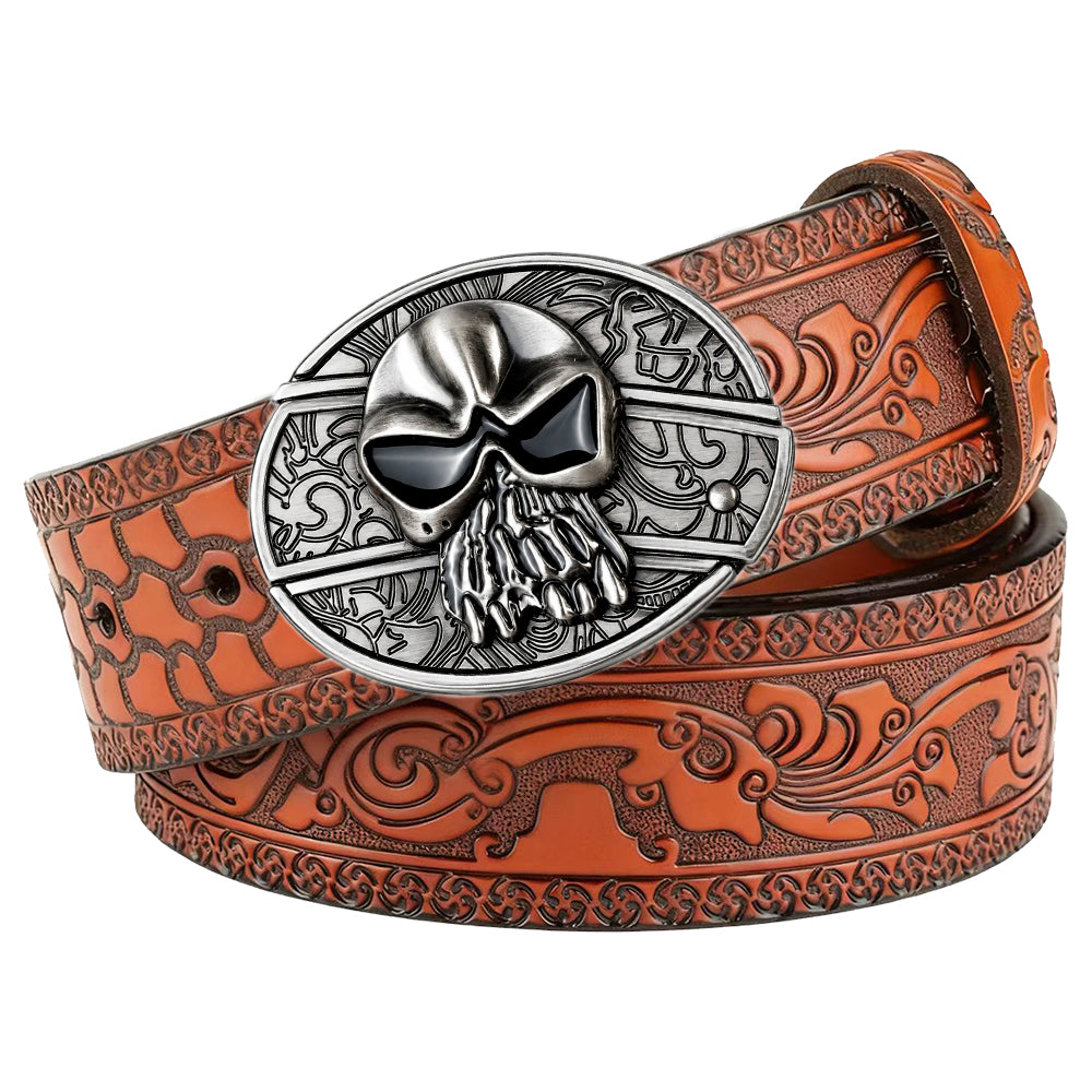 Embossed Brown Leather Western Utility Belt