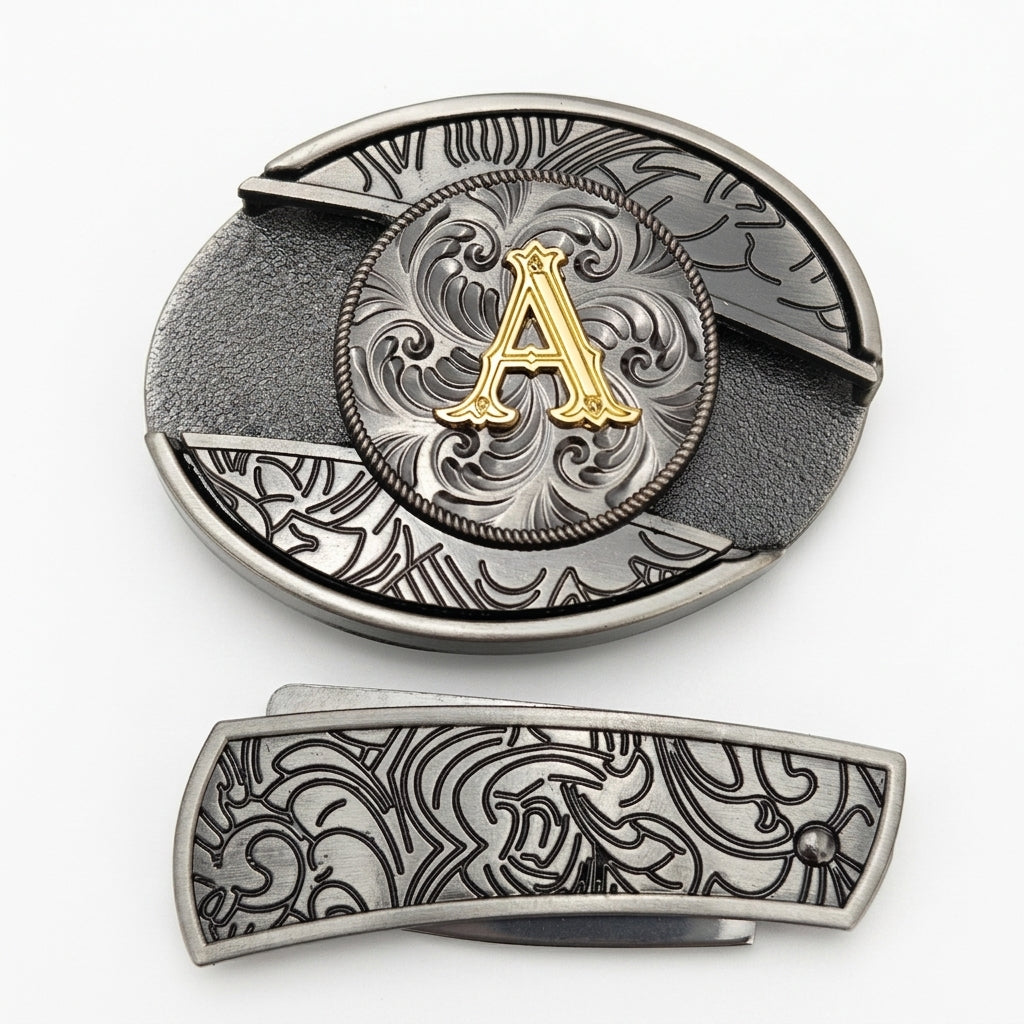 Initial A To Z Western Belt Buckle for Cowboy Cowgirl