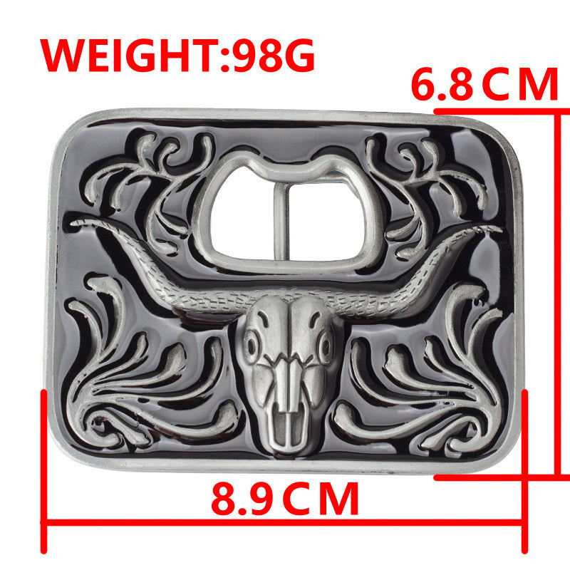 Mens Western Longhorn Tooled Cowboy Leather Belt Bottle Opener Buckle