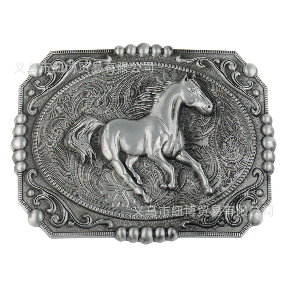 Vintage Grey Western Cowboy Belt Buckle