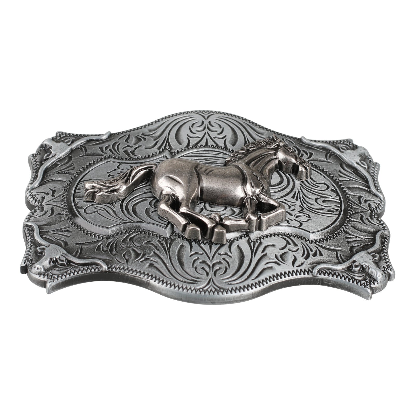 Antique Silver Western Belt Buckle for Cowboy Cowgirl