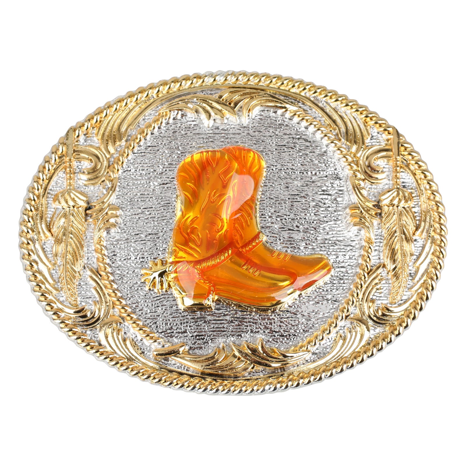 Western Belt Buckle Gold Silver Oval