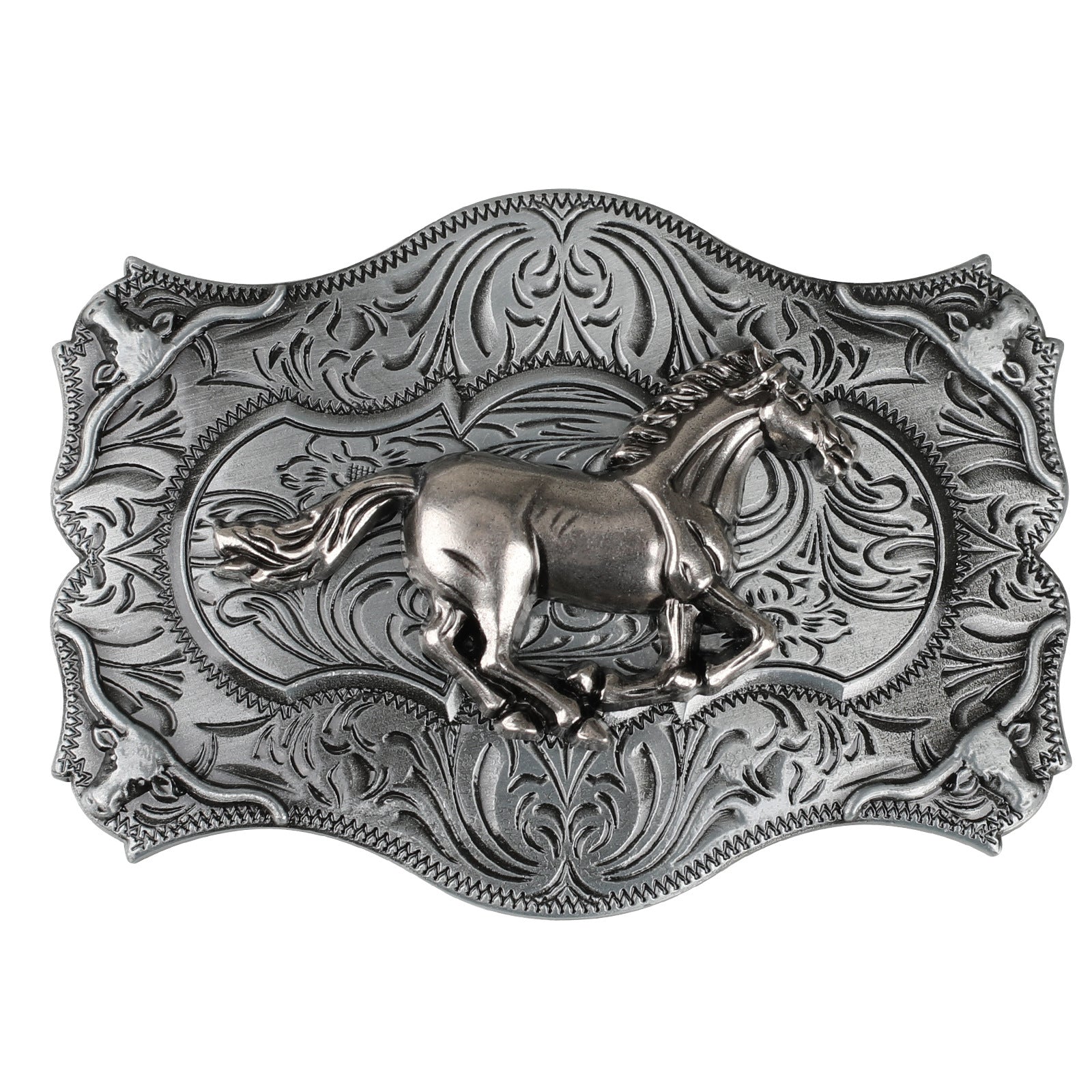 Antique Silver Western Belt Buckle for Cowboy Cowgirl
