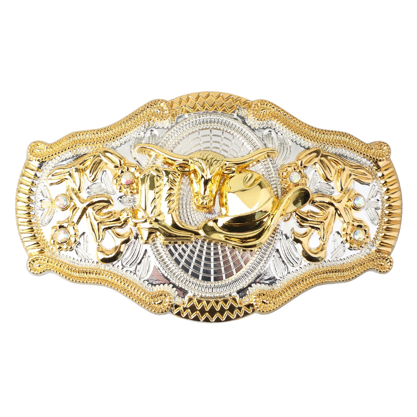 Western Cowboy 3D Relief Gold & Silver Two-Tone Belt Buckle