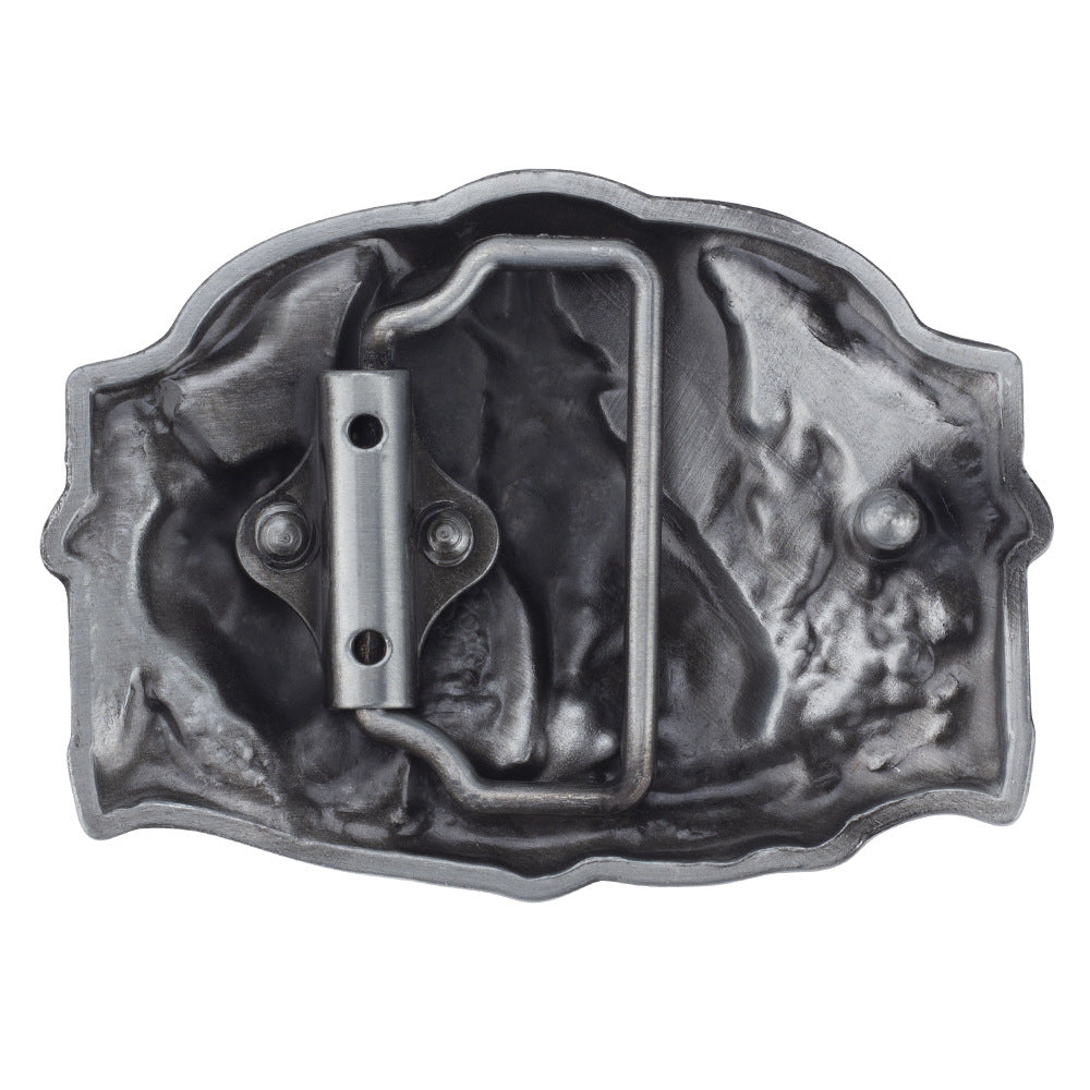 Wolf Howling Moon Belt Buckle