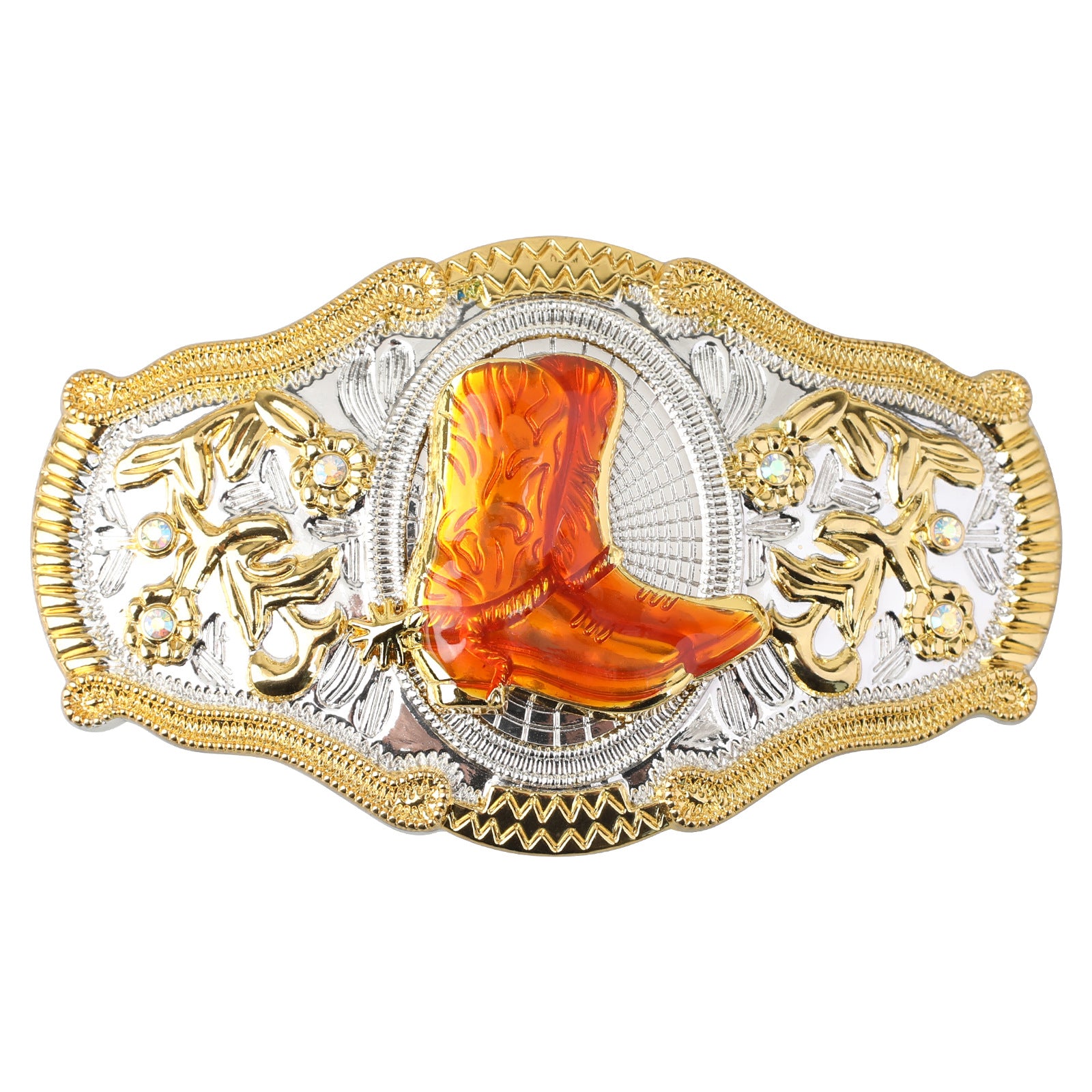 Western Cowboy 3D Relief Gold & Silver Two-Tone Belt Buckle