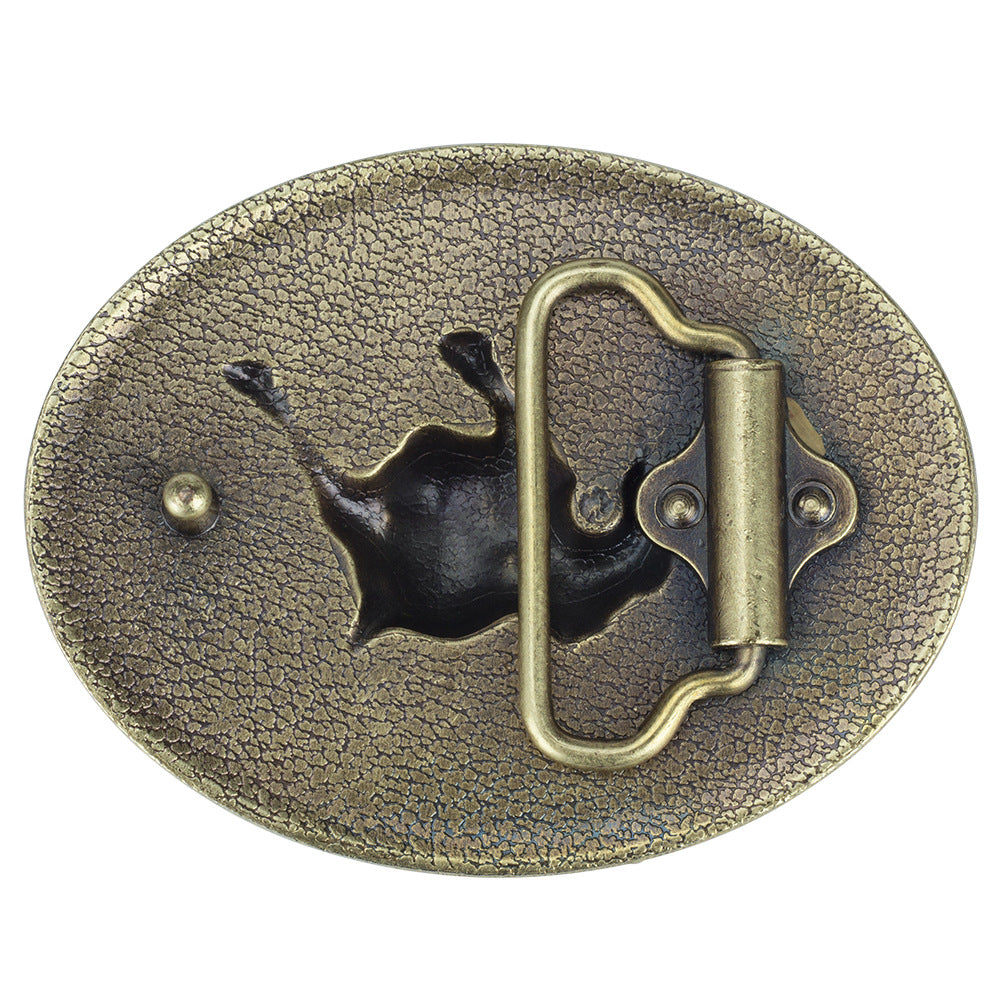 Western Charging Bull Belt Buckle Antique Bronze Oval Floral Scroll Rodeo Cowboy