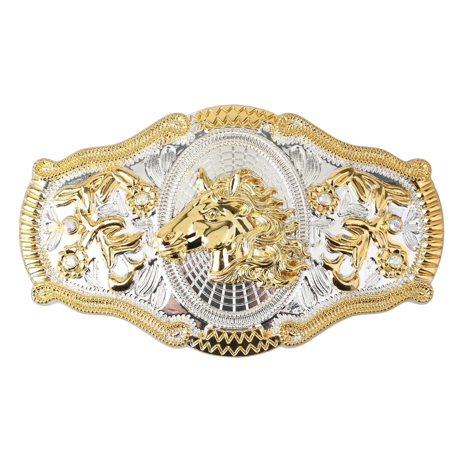 Western Cowboy 3D Relief Gold & Silver Two-Tone Belt Buckle