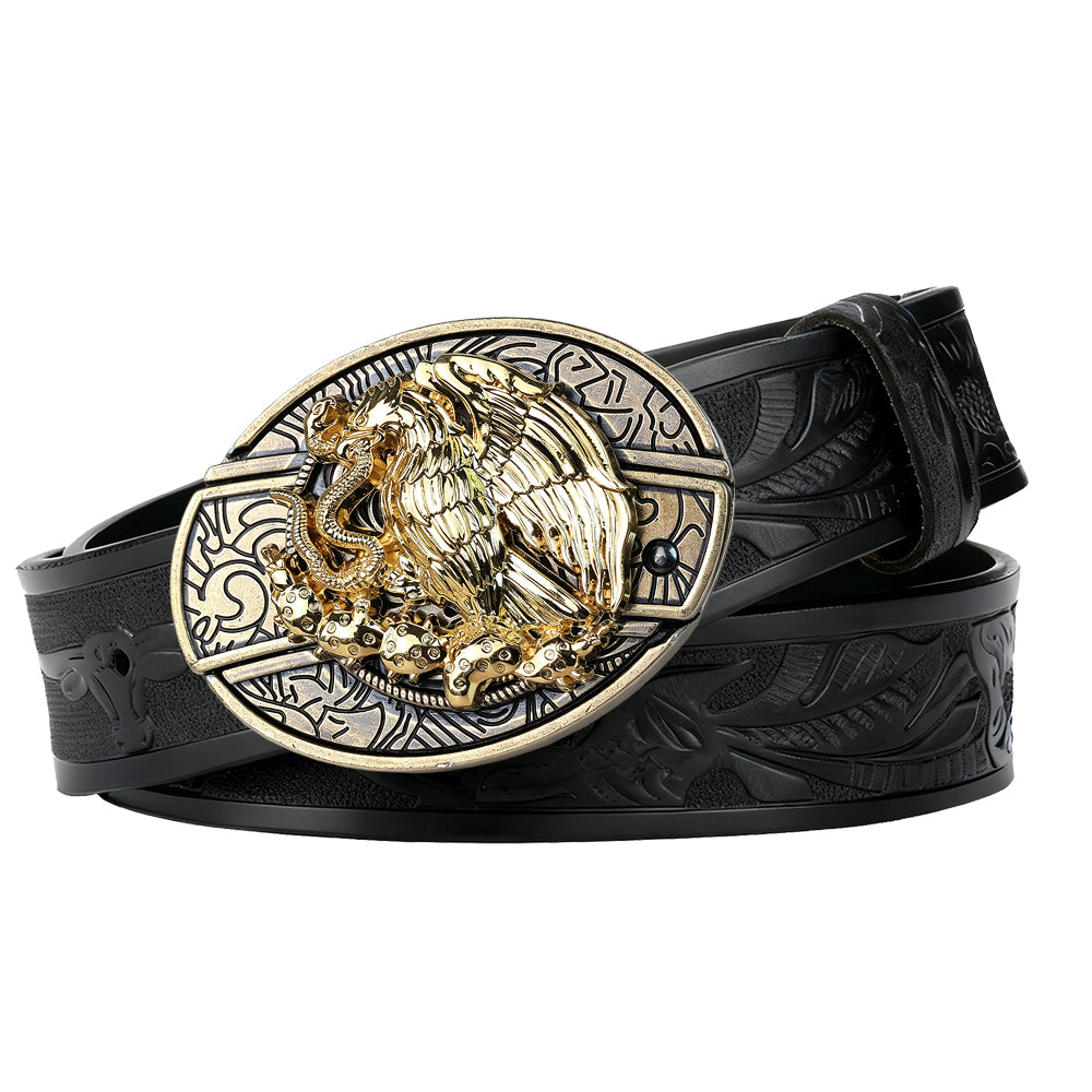 Black Leather Longhorn Rodo Belt