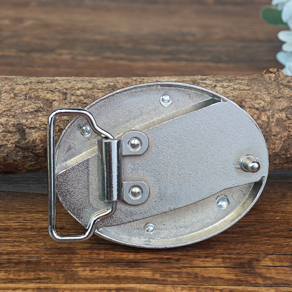Rodeo Cowboy Belt Buckle Silver