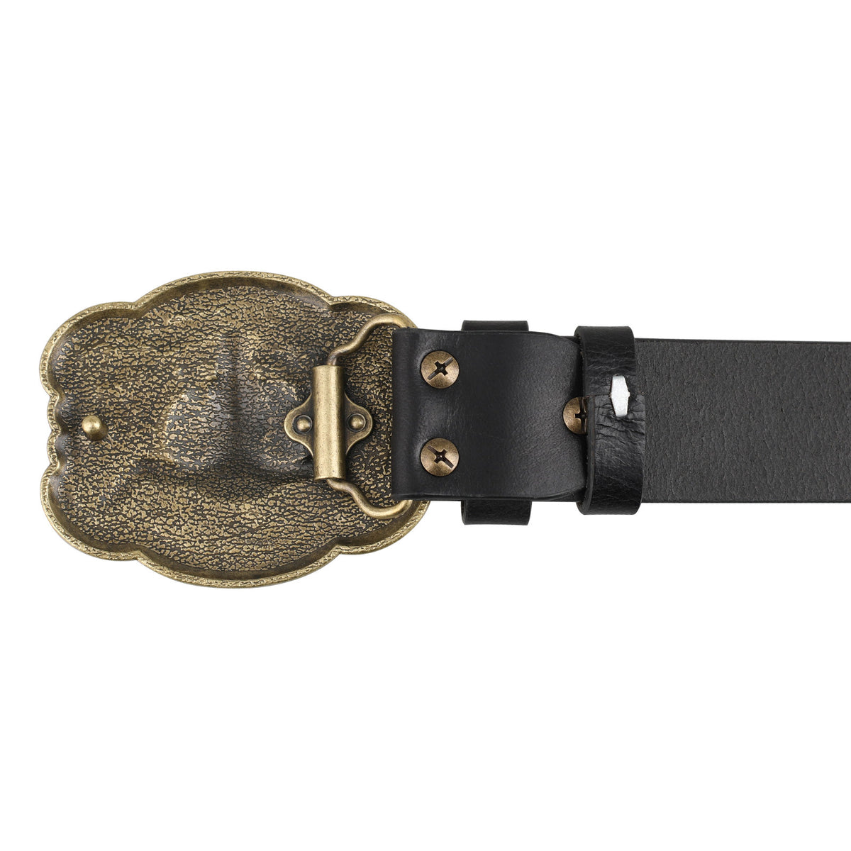 Western Belt with Antique Gold Bull Skull Buckle