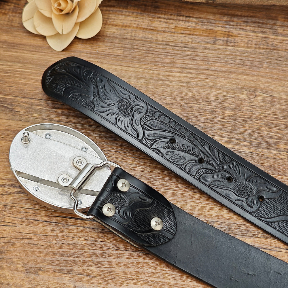Western Cowboy Longhorn Belt Set