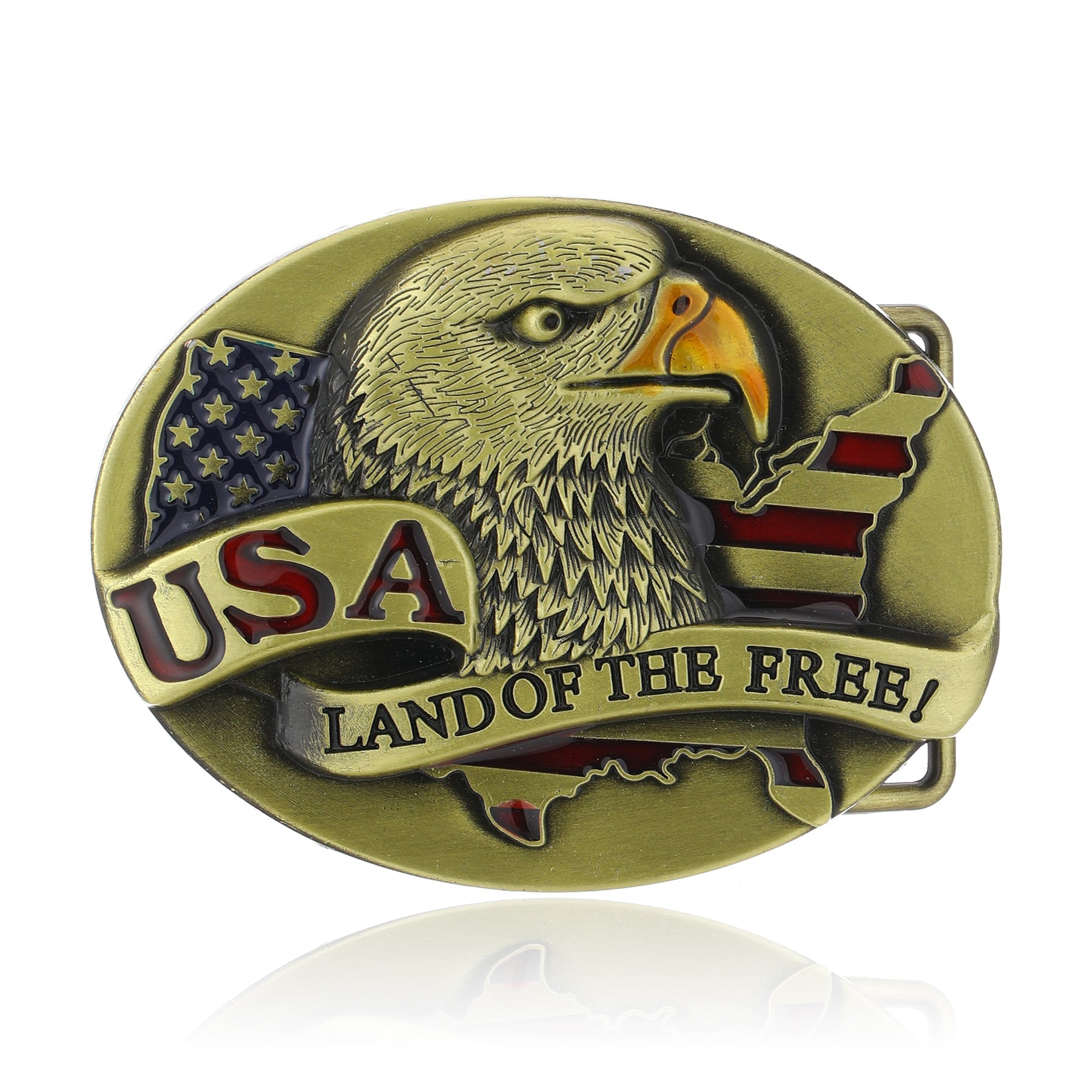 American Bald Eagle USA Flag Belt Buckle - CowderryBelt BucklesBrown