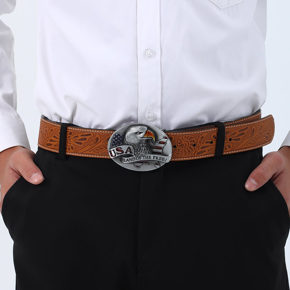 American Bald Eagle USA Flag Belt Buckle - CowderryBelt BucklesSilver