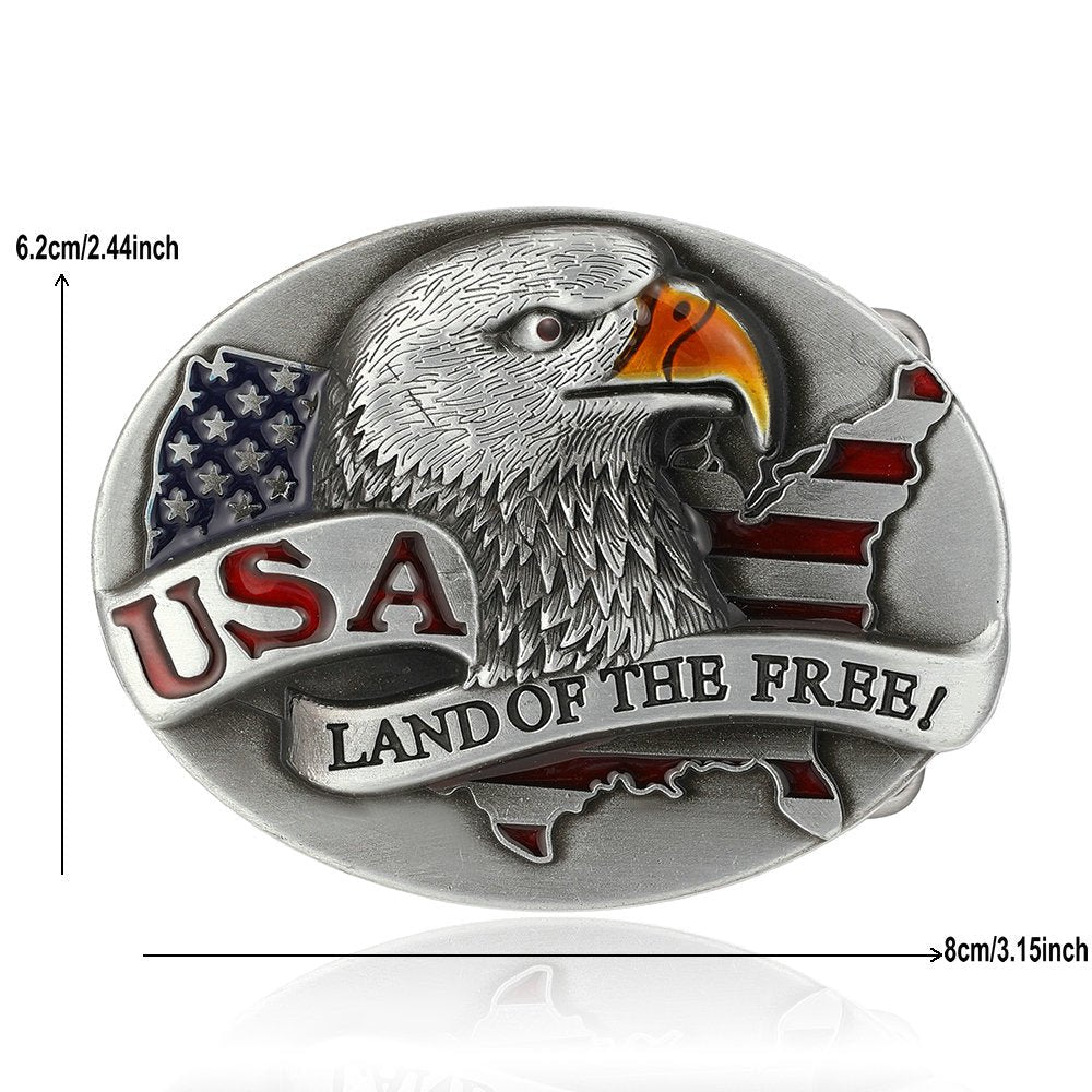 American Bald Eagle USA Flag Belt Buckle - CowderryBelt BucklesSilver