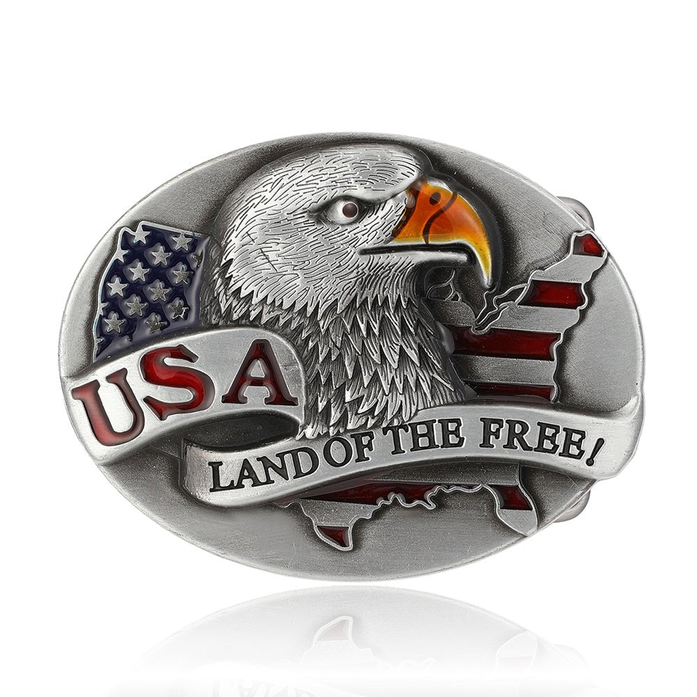 American Bald Eagle USA Flag Belt Buckle - CowderryBelt BucklesSilver