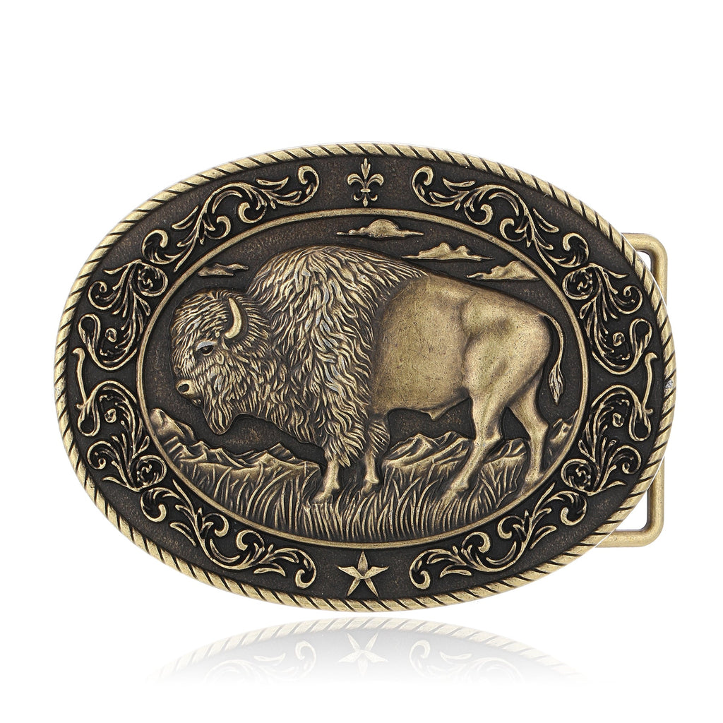 American Bison Buffalo Retro Wild Belt Buckle display picture 2
