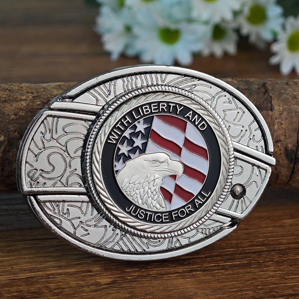 American Pride Patriotic White Cowboy Belt Buckle - CowderryBelt BucklesLiberty Eagle