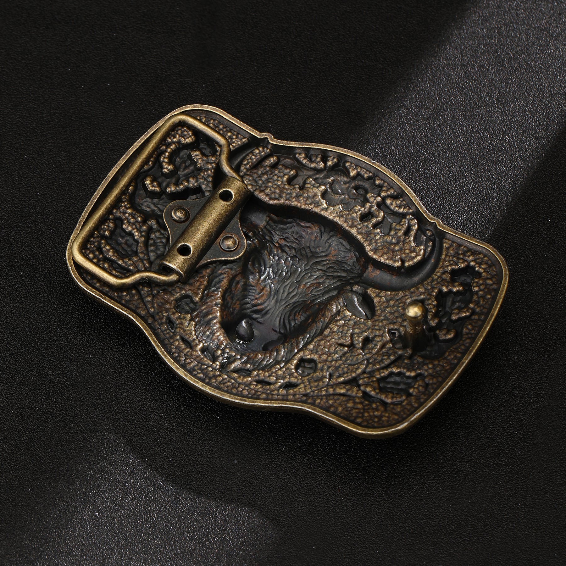 Antique Texas Longhorn Bull Western Cowboy Belt Buckle - CowderryBelt BucklesAntique Gold