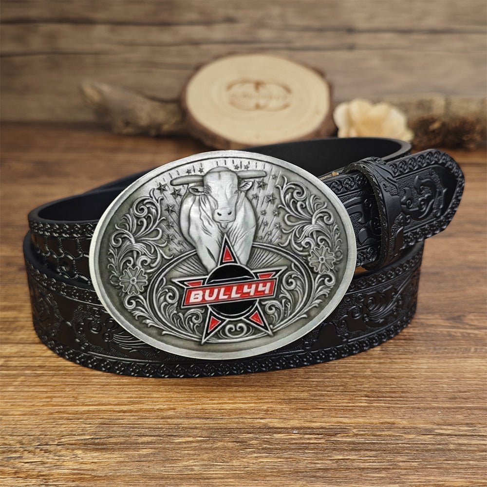 Black Leather belt with Beer Can Holder Buckle - CowderryBeltsBull